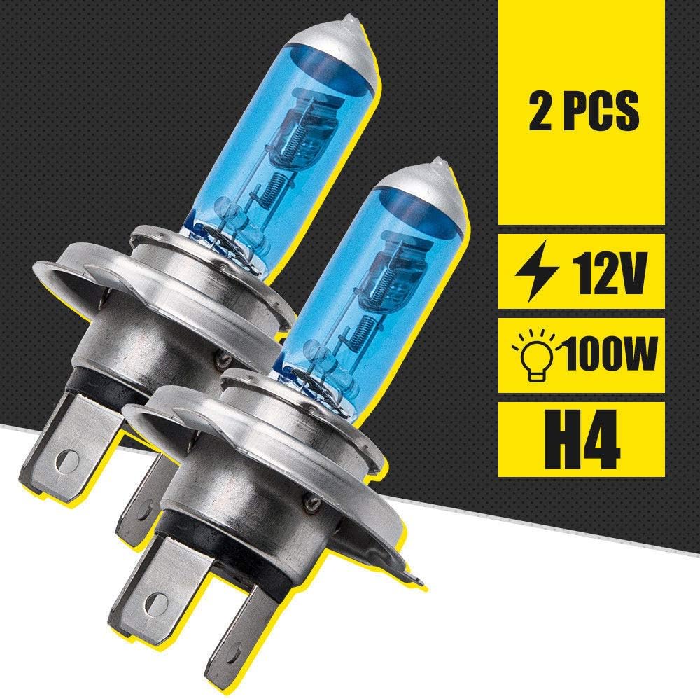 Xenon Headlight Bulb H4, 2 x MASO Super White Vehicle Car Headlight Bulbs, 100W 6000K Xenon Halogen Headlamp,12V - Image 3