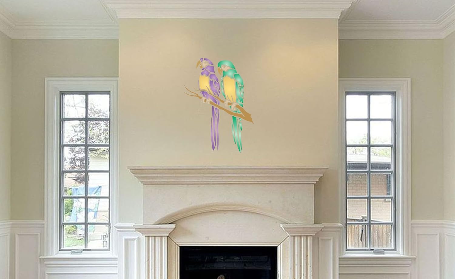 Parrot Stencil - 16.5 x 21.5cm (M) - Reusable South American Macaw Animal Wildlife Branch Wall Stencil Template - Image 5