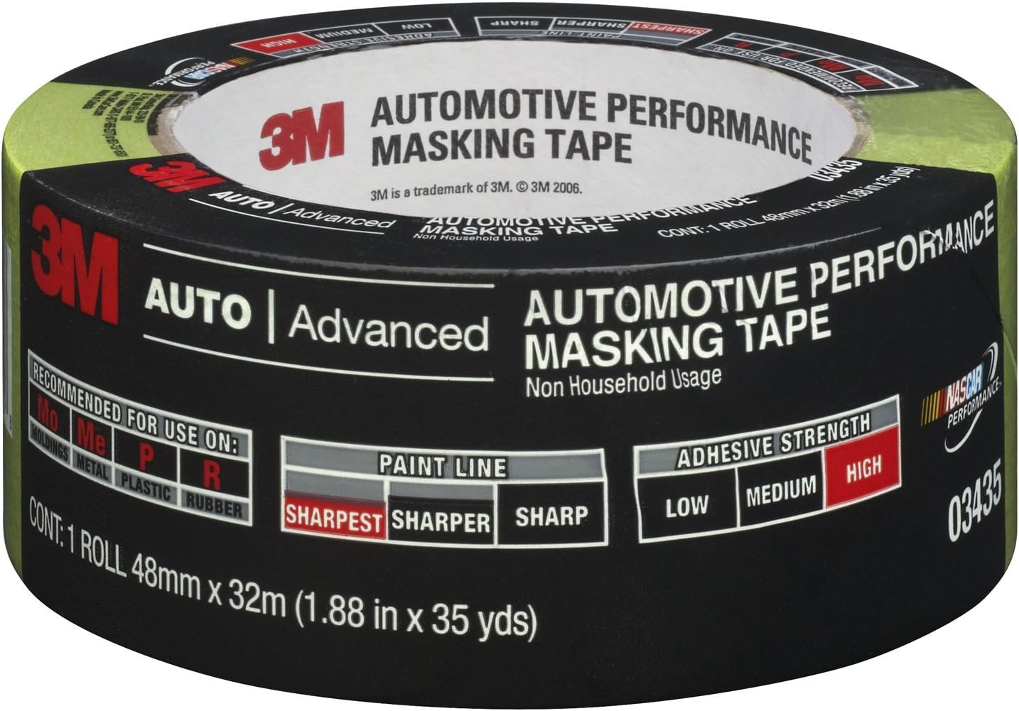 3M Automotive Performance Masking Tape, 03435, 48 mm x 32 m: Garden & Outdoor