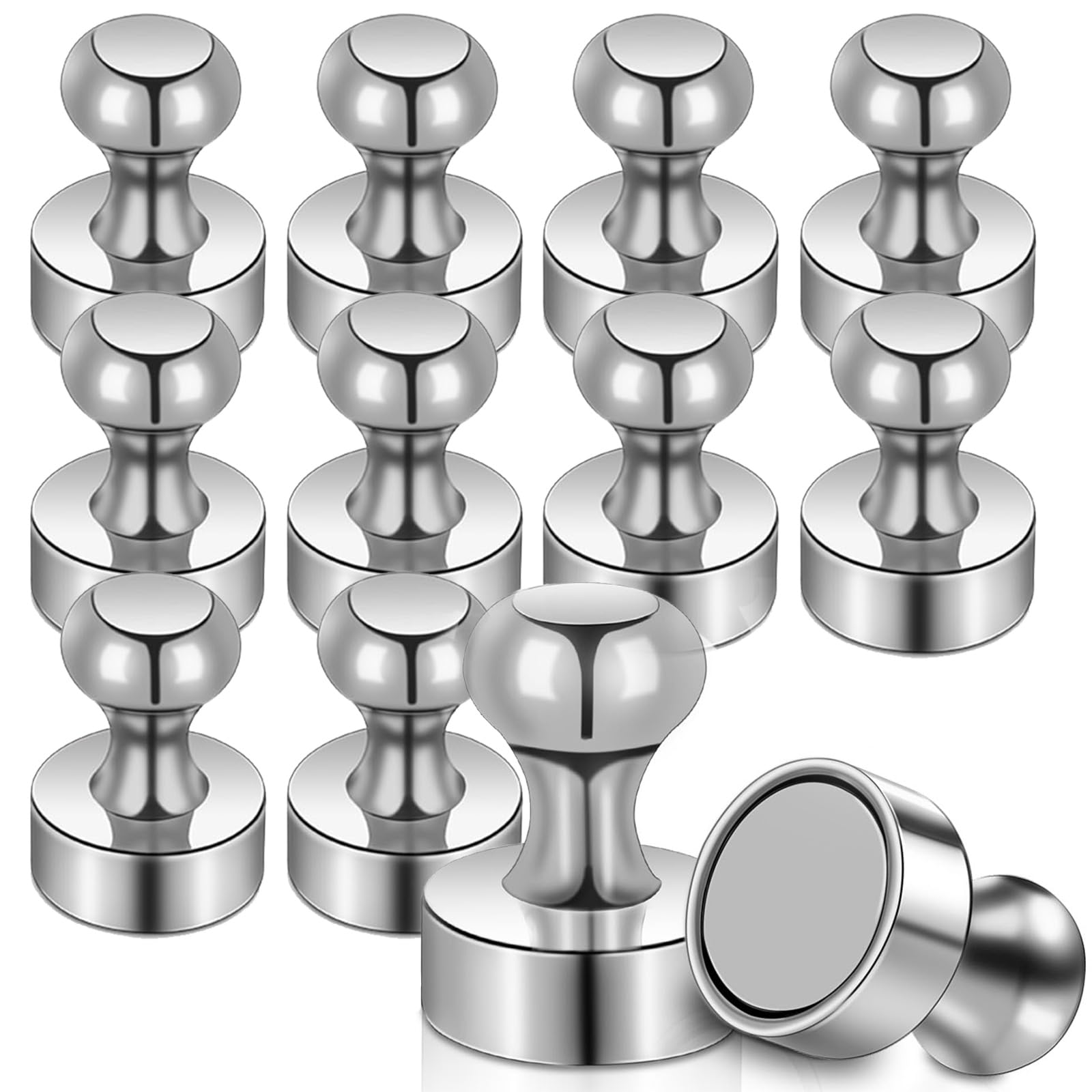 MIN CI 12 Pack Neodymium Round Silver Magnets, 12 x 16 mm, Strong Fridge & Whiteboard Magnets — image 1