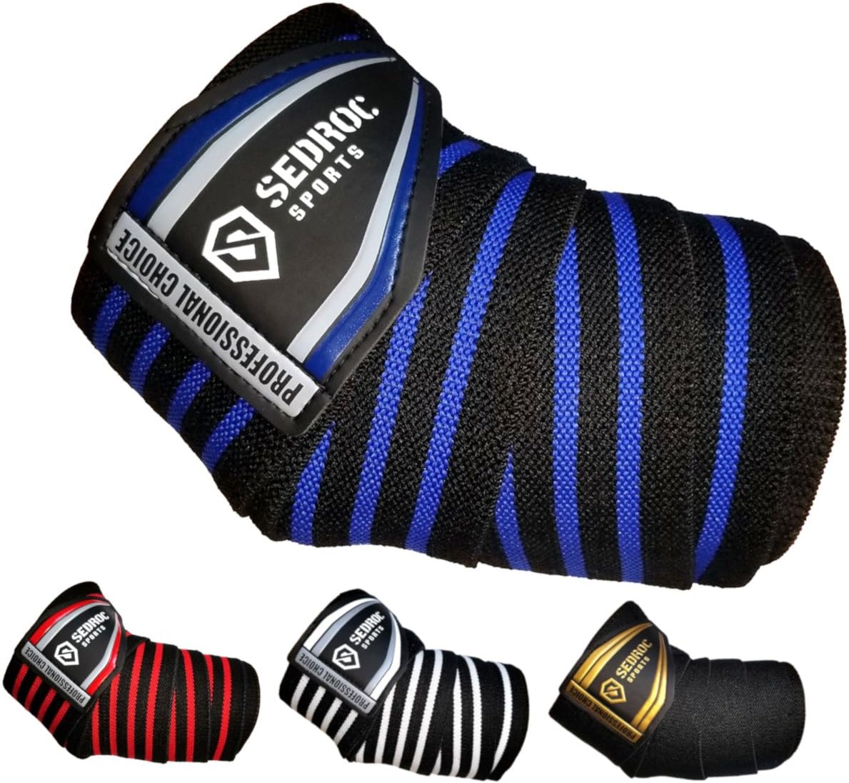 Sedroc Sports Professional Weight Lifting Elbow Wraps Powerlifting Support Sleeves - Pair
