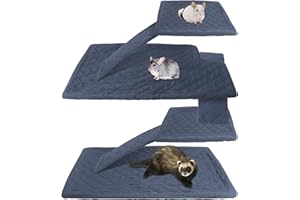 Babvl Ferret Cage Washable Liner Set for Ferret Nation & Critter Nation Cage,Waterproof Ferret Cage Accessories for Small Animals Ferret Rat Chinchilla Hedgehog, Double Unit Combo (Dark Blue)