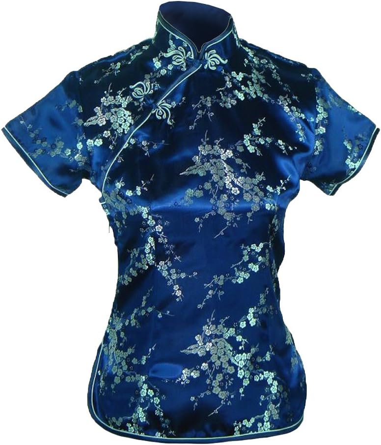 UK Stock Women's Navy Chinese Blouse