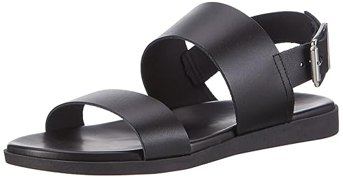 PIECES Damen Pslane Leather Sandal Black Knöchelriemchen