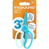 Fiskars Training Kids Scissors for Preschoolers Ages 3+, Turquoise | Scissors with Safe Plastic Blades for Preschoolers &amp; Crafting, Easy Grip Handles Designed for Kids, Back to School Supplies
