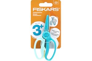 Fiskars Training Scissors for Preschoolers Ages 3+, Small Kids Safety Scissors with Training Lever, Easy to Use, Preschooler Art Supplies, Back To School, Turquoise