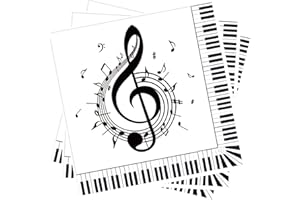 BHNACIER 40Pcs Music Napkins Music Notes Paper Napkins Music Notes Party Supplies Music Notes Napkins Piano Keyboard Cocktail Napkins Music Themed Napkins for Karaoke Music Birthday Party Decorations