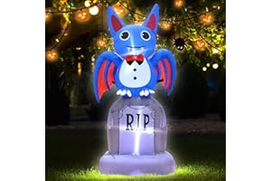 TRMESIA 4FT Halloween Inflatable Cute Bat Tombstone Decoration with LED Lights Indoor Outdoor Halloween Horror Blow Up Decoration Party Lawn Graden Holiday Decor