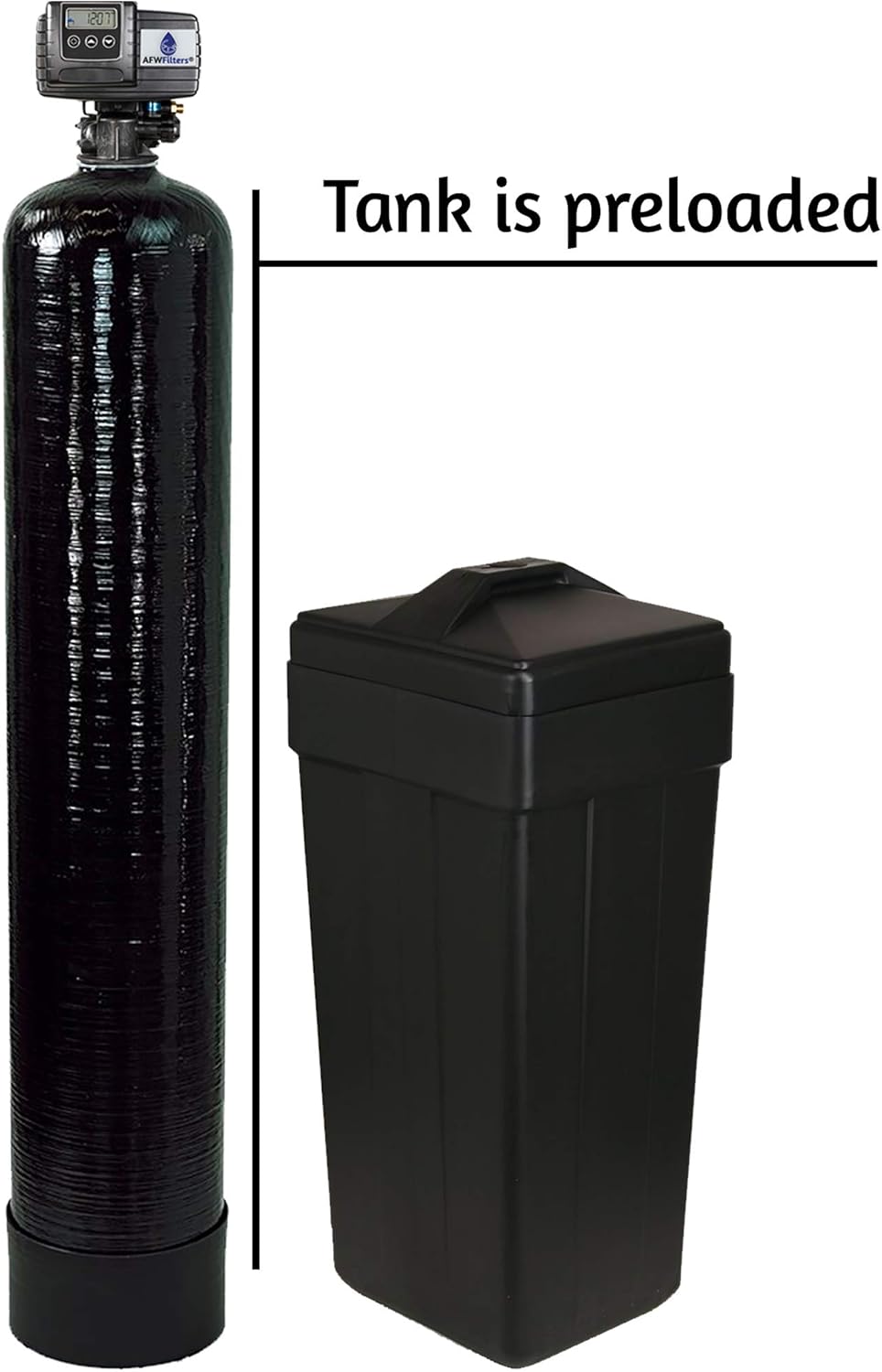 AFWFilters Fleck IRON Pro 2 AFW Filters Combination Water Softener Iron Filter 5600SXT Digital Metered Valve for Whole House (48, 000 Grains, Black) - - 