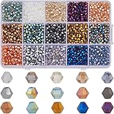 SOFPLATE 1 Box 2400Pcs 4mm Bicone Faceted Crystal Glass Beads Electroplated Multicolor Bicone Beads Glass Briolette Beads Bulk for Jewelry Making Accessories DIY Bracelet Necklace Keychains Crafts