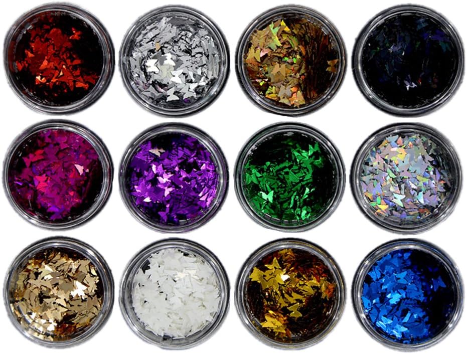 Butterfly Shape Nail Flakes Paillette 3d Glitter Nail Art Sequins Manicure Art Decoration 12 Box