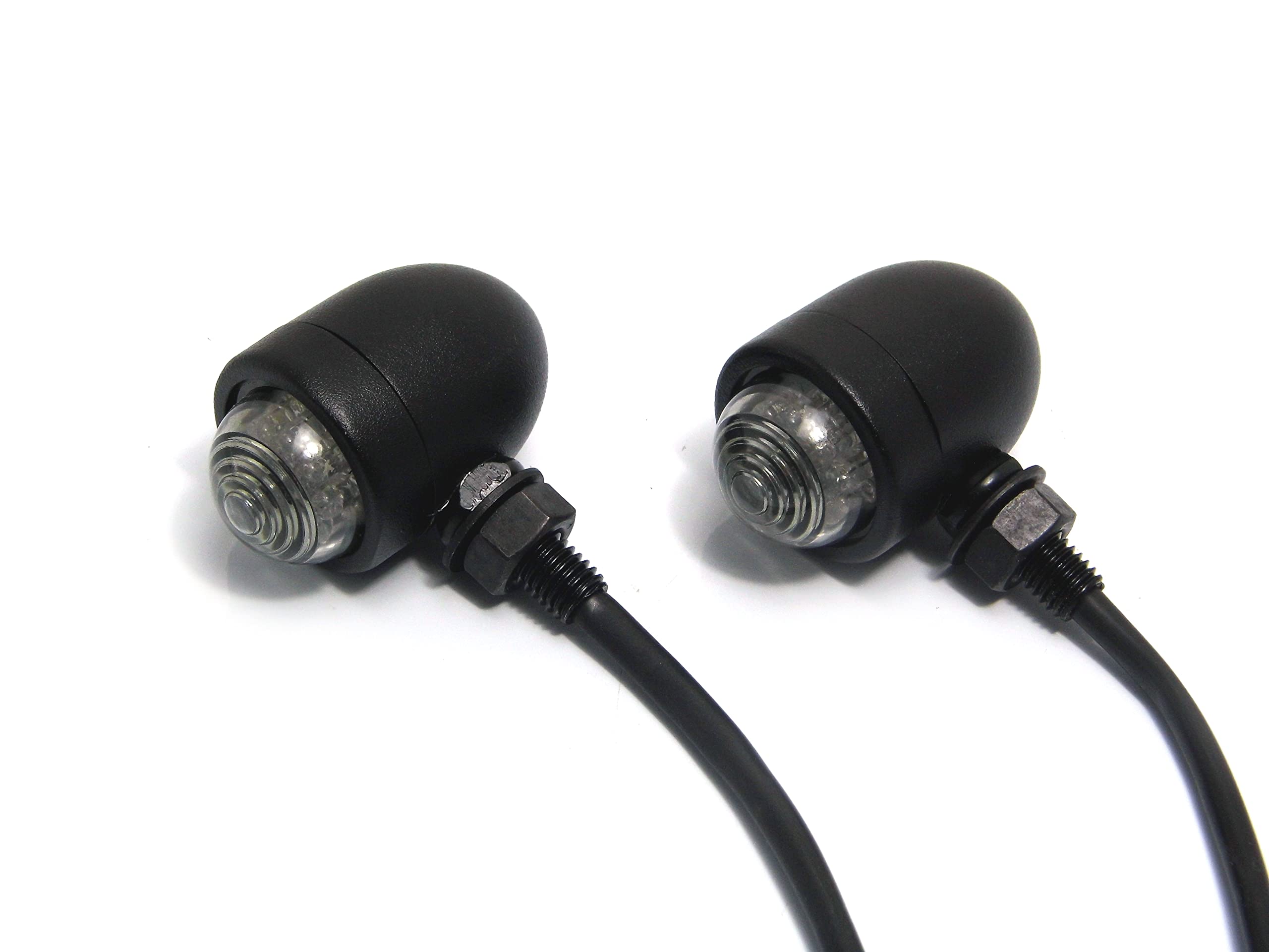 Alchemy Parts LED Motorcycle Indicators Custom Turn Signals | Matt Black Aluminium for Chopper Cruiser Café Racer Classic Project Street Bike (Pair)