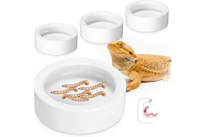Meanplan 4 Pcs Reptile Bowl Food Dish 2.71 Inch Reptile Water Food Feeding Dish Ceramic Worm Pet Bowl Anti Escape Feeder for Lizard Anoles Chameleon Bearded Dragon Hermit Crab