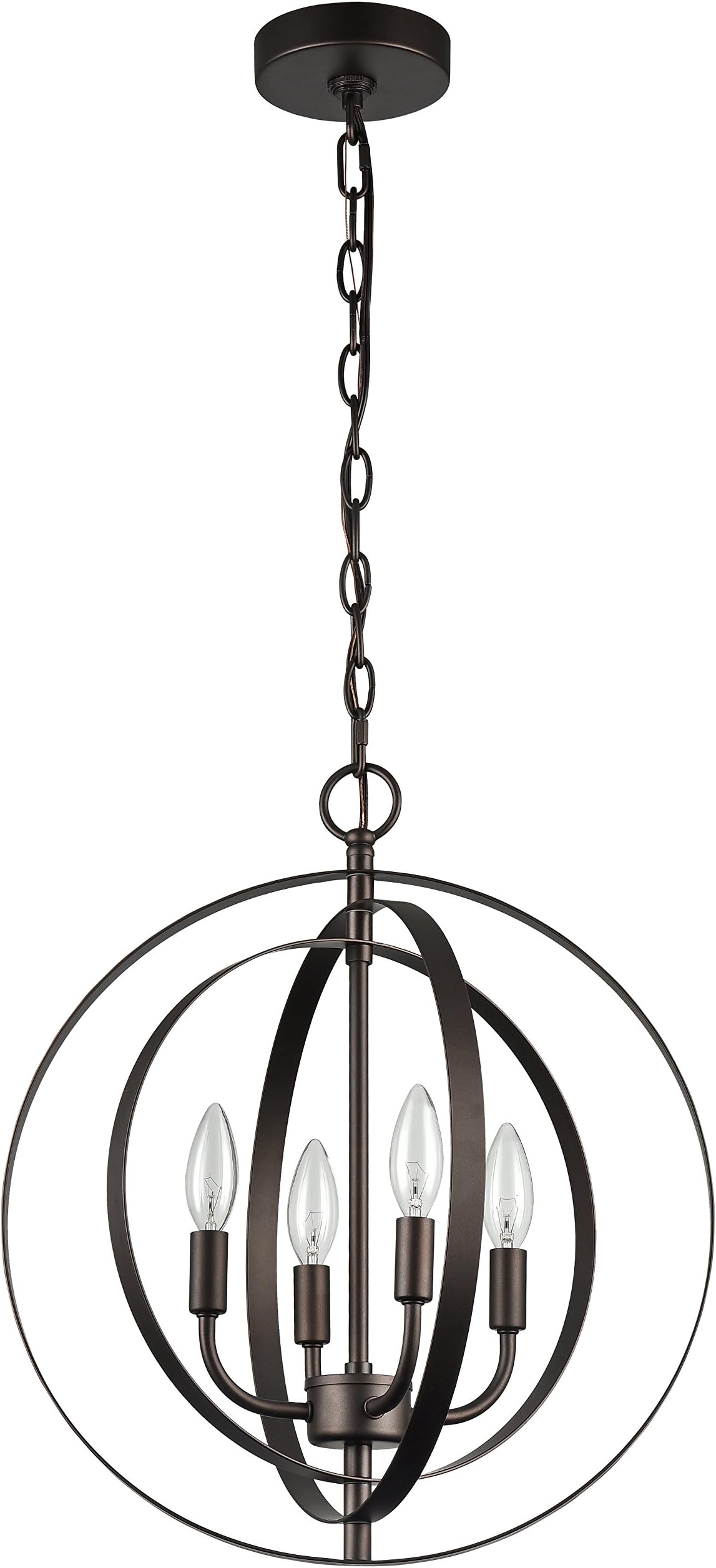 MICSIU Chandelier Industrial Antique Light Vintage Drop Light Spherical 4 Lights for Hotel, Restaurants, Bedroom, Oil Rubbed Bronze