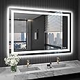 LOAAO 40X32 LED Bathroom Mirror with Lights, Anti-Fog, Dimmable, Backlit + Front Lit, Lighted Bathroom Vanity Mirror for Wall, Memory Function, Waterproof, Tempered Glass