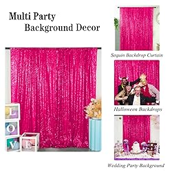 DUOBAO Sequin Backdrop Curtain Hot Pink Photo