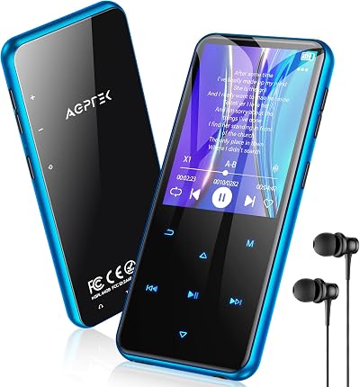 AGPTEK 64GB MP3 Player Bluetooth 5.3 2.4in TFT Screen HiFi Music FM Radio