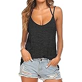 Tobrief Women's Sexy V Neck Halter Spaghetti Strap Backless Cami Tank Top