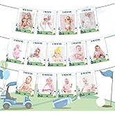 Cheereveal Master Golf First Birthday Photo Banner, Golf Monthly Picture Banner, Golf Ball 1st Birthday Decorations for Newborn to 12 Months Boys or Girls