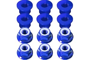 FRAIZOE RC 12Pcs M4 Flange Nuts Aluminum, M4-0.7mm Hex Flange Nylon Insert Lock Nuts for 1/10 Scale RC Car Traxxas Slash 4x4 2WD Stampede VXL Rustler VXL HPI Redcat Axial Racing Truck Buggy Crawler Wheels Blue