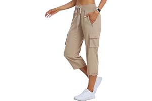 MoFiz Women's Cargo Capris Hiking Pants Lightweight Quick Dry Outdoor Athletic Travel Casual Loose Comfy Cute Pockets
