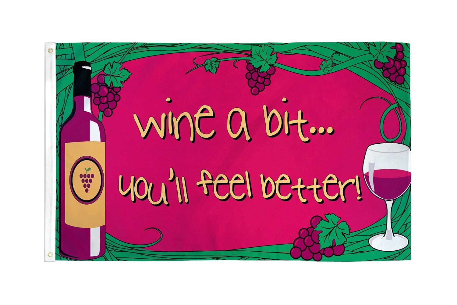 AZ FLAG - Wine A Bit Flag - 3x5 Ft - 100D Polyester Drink Wine Banner with Two Metal Grommets - Fade Resistant - Vivid Colors - 3' x 5' Feet - 150x90 Cm