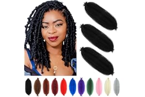 GZVIS Springy Afro Twist Hair 12 Inch 3 Packs Kinky Twist Hair Black Color Pre Fluffed Marley Twist Braiding Hair for Black Women (12 inch, 1B)