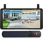 AUTO-VOX 6 Inch Solar Backup Camera Wireless, 1 Minute Easy Install | 16:9 1080P Monitor, Dual Split Screen, Clear Live View, DVR Recording, IP69K Waterproof Back up Camera for Car,Truck,Trailer