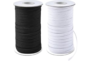 110 Yards 1/4 inch Elastic for Sewing, Flat Elastic Band Sewing Elastic Cord Stretch Knit Bands for DIY Projects, Arts & Craf