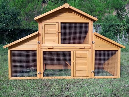 Zoopplier Kaninchenstall Kleintierhaus Hasenstall Kleintierkäfig Nr. 01'Möhrchen mit Seitenflügeln