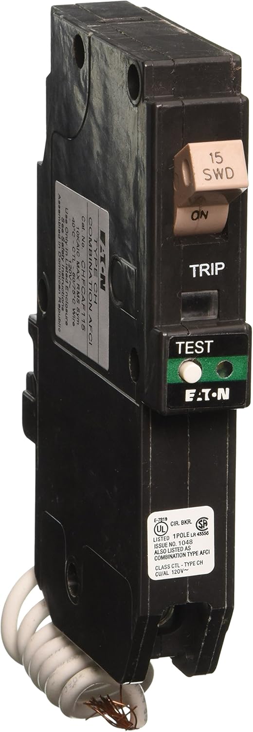 Eaton Corporation CHFCAF115 Single Pole Cutler Hammer Combo Arc Fault Circuit Breaker, 15-Amp - - 