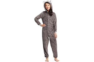 Girls Plush Fleece Hooded Onesie Sleepwear, Footless, Half Zip Kids Pajamas