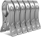 Vicloon 6 Pcs Stainless Steel Beach Towel Clips 12cm Large Sunbed Pegs view 1