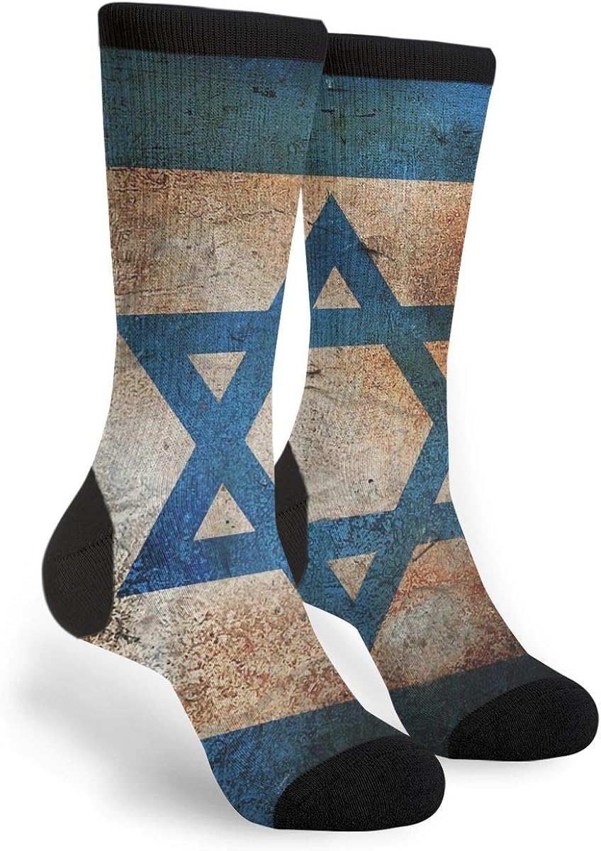Vintage Jewish Flag Men's Women's Novelty Crew Socks Casual