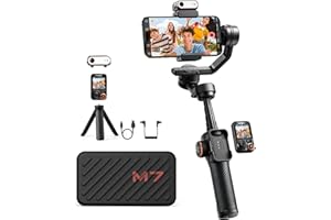 hohem iSteady M7 Gimbal Stabilizer for iPhone, 3-Axis Phone Stabilizer with AI Tracking, 1.4" OLED Detachable Touchscreen Remote, Built-in Extension Rod, Fill Light, Video Recording Vlogging YouTube