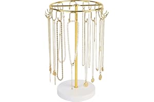 Necklace Holder Organizer with 22 Hooks, Metal Necklace Stand with Weighted Base, Jewelry Holder Stand for Necklaces and Brac