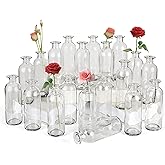 Clear Glass Bud Vase, 20 Pack 8 Oz Living Bud Vases, Small Vases for Flowers, Decorative Amber Bottles for Table Centerpiece, Home Decor, Office, Wedding Reception, Vintage Style