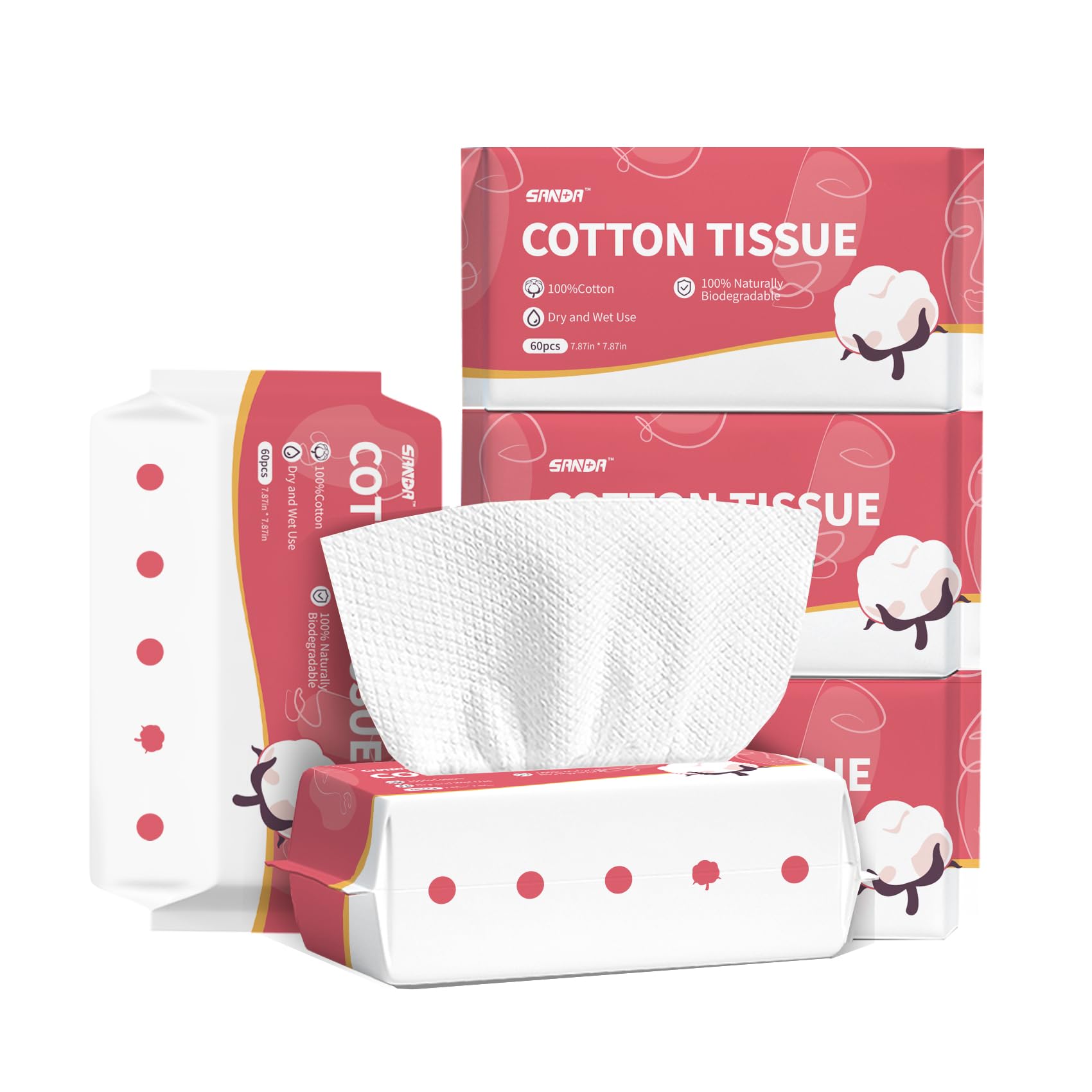 Disposable Face Towel, ZONSEN Cotton Dry Baby Wipes, Soft Facial Cotton Tissue Wet and Dry Dual-Use