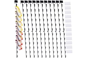 Oleitodh 12Pcs Merchandising Hanging Strips with Hooks, 31 Inch Chip Rack with Label Header and 144 Clips, Potato Chip Bag Holder for Party, Concession, Snack & Store Retail Display, Black
