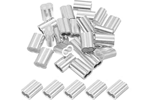 PATIKIL 3/16" / 5 mm Aluminum Crimping Loop Sleeves, 30Pcs Cable Crimp Ferrules Wire Rope Sleeves Loops for Rigging Railing, 