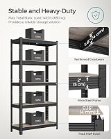 SONGMICS Shelving Unit 60 x 120 x 200 cm Rustic Brown Black 750 kg view 7