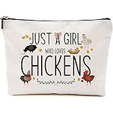 Chicken Makeup Bag Chicken Gifts for Chicken Lovers Girls Women Chicken Stuff Merch Animal Lover Farmer Funny Birthday Christmas Gifts for Daughter Sister Bestie Friend Just A Girl Who Loves Chickens