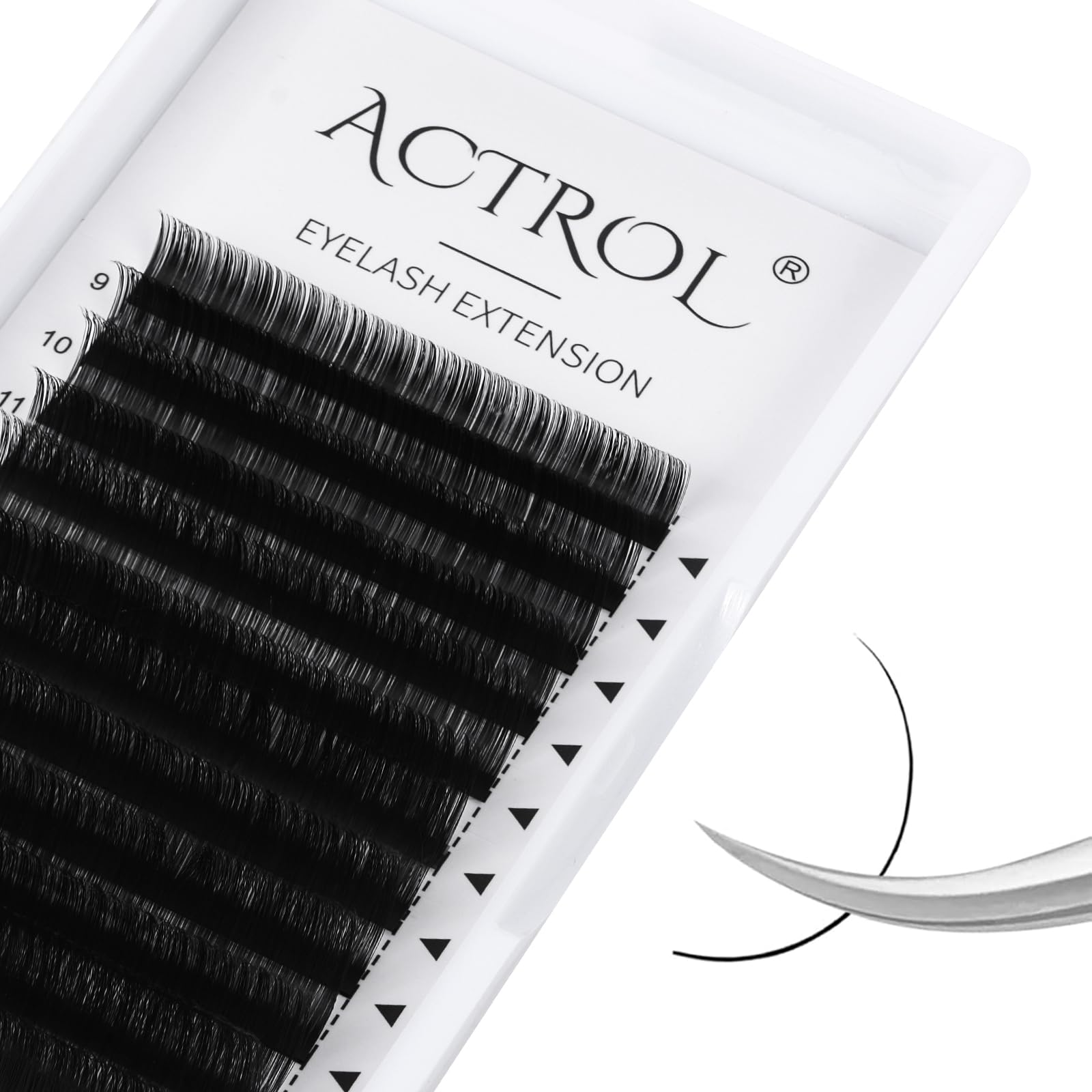 ACTROL Classic Eyelash Extension Volume Lashes Tray Supplies Matte Black Professional Lashes（0.05-C-9-16mix）