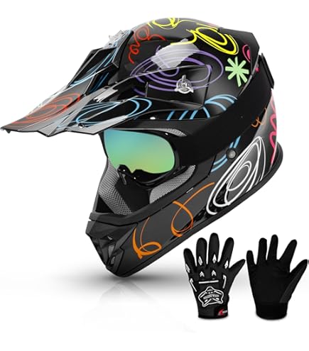 Yesmotor Youth Dirt Bike Helmet Set Includes Gloves, Goggles, Mask - Main Image