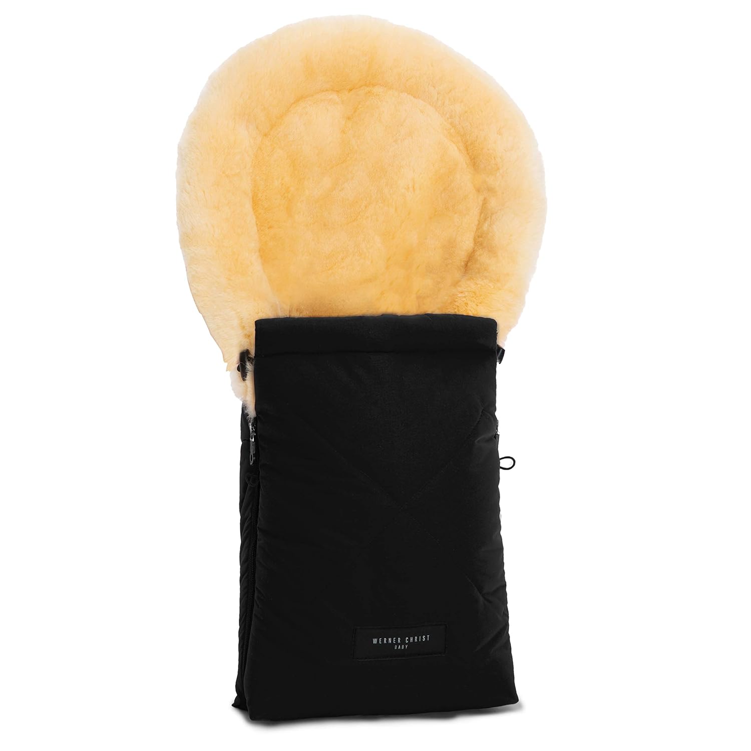 Lammfell-Fußsack OSLO für Babywanne von WERNER CHRIST BABY – universal Winterfußsack aus medizinischem Fell, für Tragetasche, Babyschale & Kinderwagen, in black (schwarz)