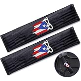Hangoo 2Pcs Seat Belt Covers Shoulder Pads for PR Puerto Rico, Car Accessories, Embroidered Logo Black Leather Car Seat Belt Pads Safety Belt Cover Pad. (PR Puerto Rico)