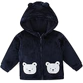 JingleBaBa Unisex Baby Fleece Jacket Winter Sherpa Lined Hoodie For Girls Boys Cute Bear Ear Baby Outerwear 12M-5T