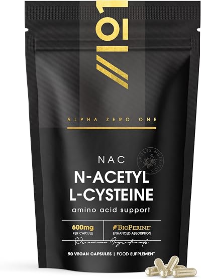 ALPHA01 N-Acetyl L-Cysteine 600mg 90 Vegan Capsules with BioPerine