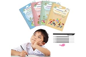 BIG TREE Magical Handwriting Workbooks Handwriting Practice Magic Copybook, Handwriting Aid Magic Pen Reusable Copybook Grooves Template Design for Children 1