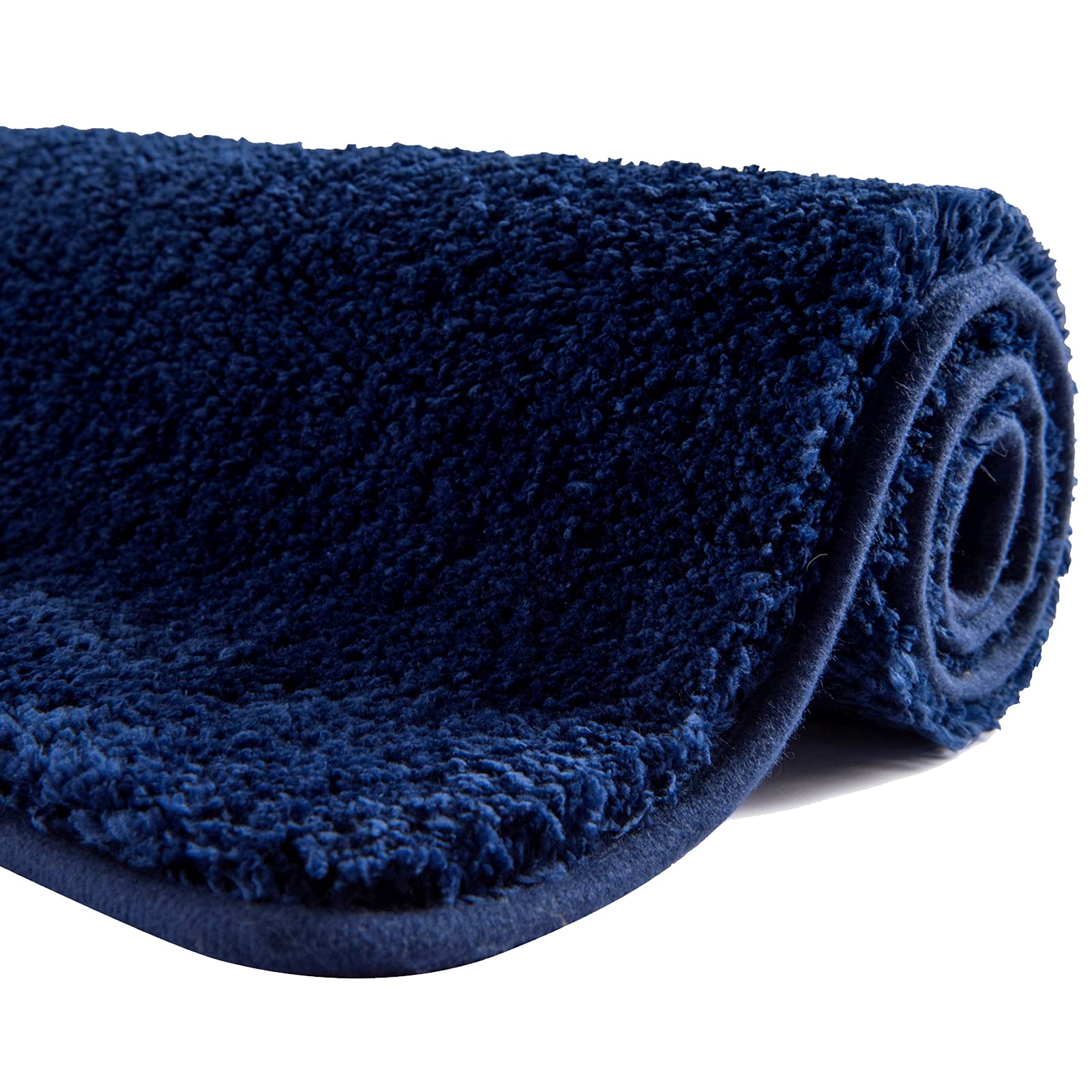 SFLXO 60cm x 40cm Non Slip Bath Mat Machine Washable Durable Soft Fluffy Microfiber Bathroom Mat Water Absorbent Bath Rug Navy Blue